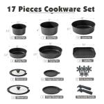 SENSARTE 17-Piece Nonstick Cookware Set with Removable Handles