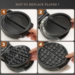 3-in-1 Mini Waffle Maker with Removable Plates