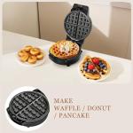 3-in-1 Mini Waffle Maker with Removable Plates