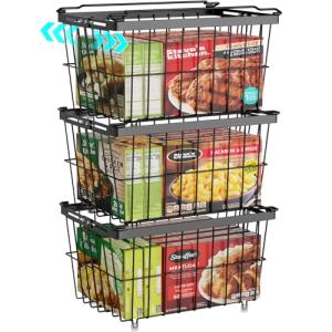 iSPECLE Adjustable Freezer Organizer Bins - 3 Pack