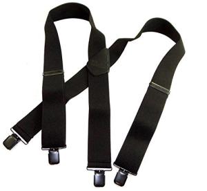 Shadow Black Outdoor Suspenders for Men with No-Slip Clips