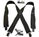 Shadow Black Outdoor Suspenders for Men with No-Slip Clips