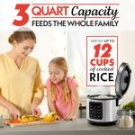 Gourmia 3 Qt Digital Rice Cooker and Steamer