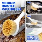 Holikme Bamboo Handle Dish Brush Set, 3 Pack