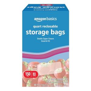 Amazon Basics Quart Food Storage Bags, 150 Count