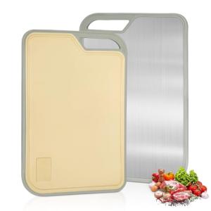 LIHOOOOM Double-Sided Stainless Steel Cutting Board
