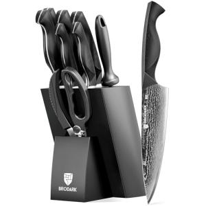 Brodark 9-Piece Damascus Chef Knife Set