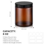 8oz Amber Glass Jars with Lids - 3 Pack