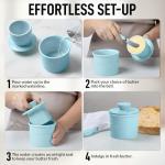 Zulay Light Blue Porcelain Butter Crock with Knife