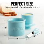 Zulay Light Blue Porcelain Butter Crock with Knife