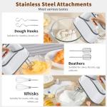 Cordless Electric Hand Mixer with 12 Speeds and Attachments