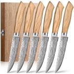 Emojoy 6-Piece Olive Wood Steak Knife Set