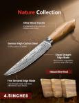 Emojoy 6-Piece Olive Wood Steak Knife Set