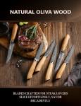 Emojoy 6-Piece Olive Wood Steak Knife Set