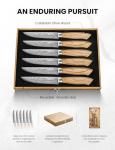 Emojoy 6-Piece Olive Wood Steak Knife Set
