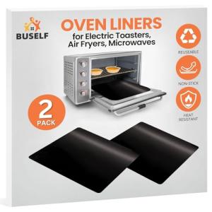 Nonstick Toaster Oven Liner, 2 Pack, Black