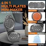 4-in-1 Mini Waffle Maker with Removable Plates