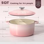 Umite Chef 5QT Pink Enameled Cast Iron Dutch Oven