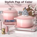 Umite Chef 5QT Pink Enameled Cast Iron Dutch Oven