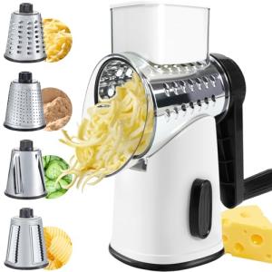 VEKAYA Hand Crank Cheese Grater with 4 Blades