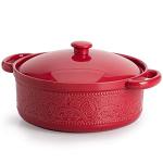 Red 2 Quart Ceramic Casserole Dish with Lid