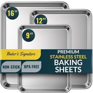 Stainless Steel Non-Stick Cookie Sheet Set of 3
