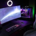 Arozzi Arena Ultrawide Curved Desk with Mat