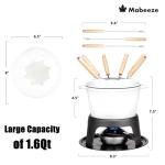 Mabeeze White Cast Iron Fondue Set with Forks