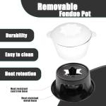 Mabeeze White Cast Iron Fondue Set with Forks