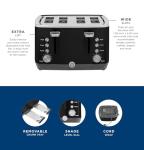 GE 4-Slice Extra Wide Slot Toaster, Black