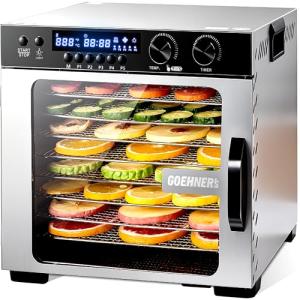Versatile Food Dehydrator with 8 Stainless Steel Trays