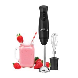 BELLA Hand Blender with Whisk Attachment, Black