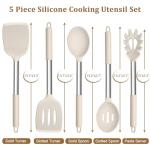 5-Piece Silicone Kitchen Utensils Set with Stainless Steel Handles