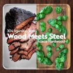 Stainless Steel Cutting Board with Wooden Top