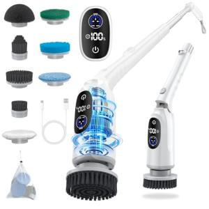 Cordless Electric Spin Scrubber with 8 Brush Heads