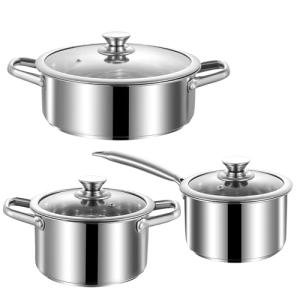 Stainless Steel 6-Piece Cookware Set with Lids