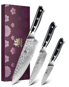 3-Piece Japanese Kitchen Knife Set with Sheath