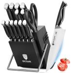 Brodark 15-Piece Kitchen Knife Set with Block