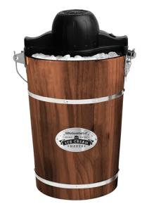 Electric Ice Cream Maker with Vintage Walnut Bucket