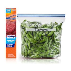 Hefty Gallon Size Plastic Freezer Bags, 20 Count