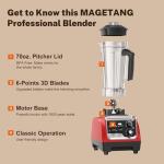 MAGETANG 1800W Blender for Smoothies and Ice Crushing