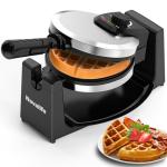 Rotating Belgian Waffle Maker with Adjustable Browning