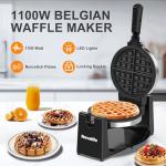 Rotating Belgian Waffle Maker with Adjustable Browning