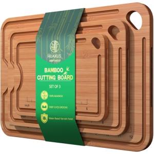 Bamboo Cutting Board with Juice Grooves & Handles