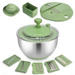 SUSTEAS Large Stainless Steel Salad Spinner and Slicer