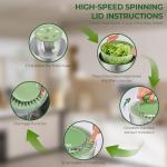 SUSTEAS Large Stainless Steel Salad Spinner and Slicer