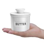 Butter Keeper Crock with Spreader - White and Black
