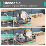Expandable Dish Drying Rack with Drainboard, Gray