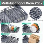 Expandable Dish Drying Rack with Drainboard, Gray