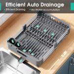 Expandable Dish Drying Rack with Drainboard, Gray